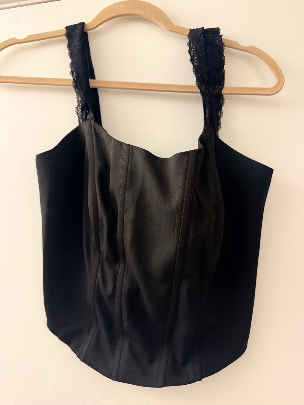 Showpo Black Lace-Trim Corset Tank